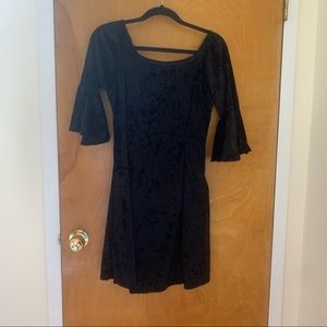Crushed velvet babydoll black mini dress